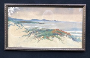 Mary DeNeale Morgan Framed Coastal Beach Scene. Signed lower left: M. DeNeale Morgan